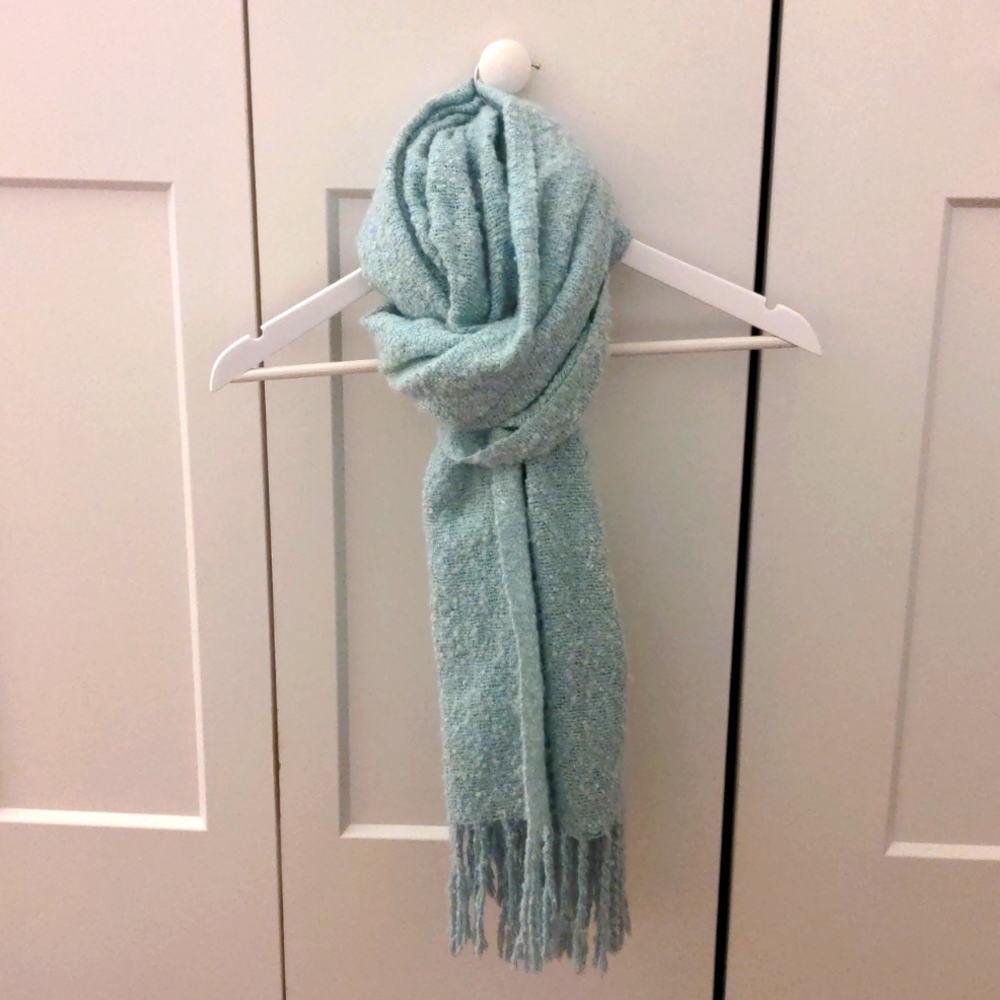 Incredibly soft warm fall winter scarf mint green tassle